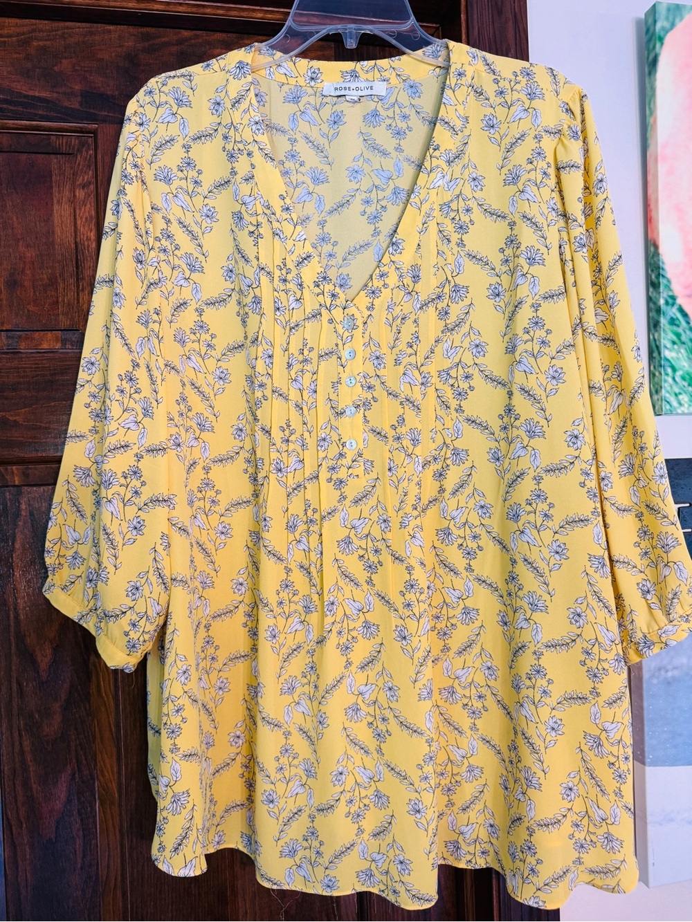 Rose & Olive Yellow Floral V-Neck Tunic
